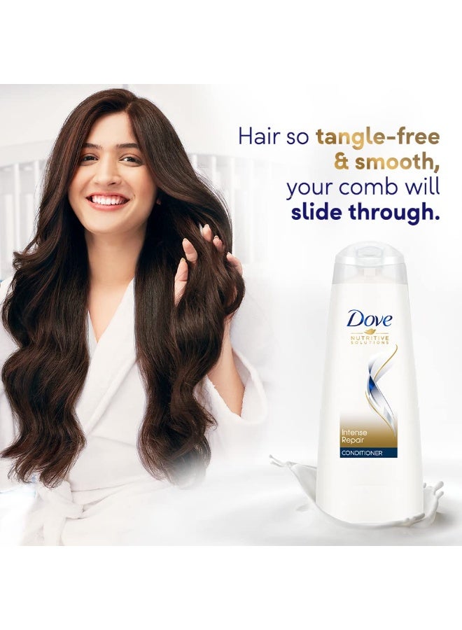 دوف بلسم دوف المكثف للإصلاح 335 مل، مع الكيراتين النشط لتنعيم الشعر الجاف والمجعد - ترطيب عميق للشعر التالف للرجال والنساء، شامبو مكثف للإصلاح 340 مل - Image 4